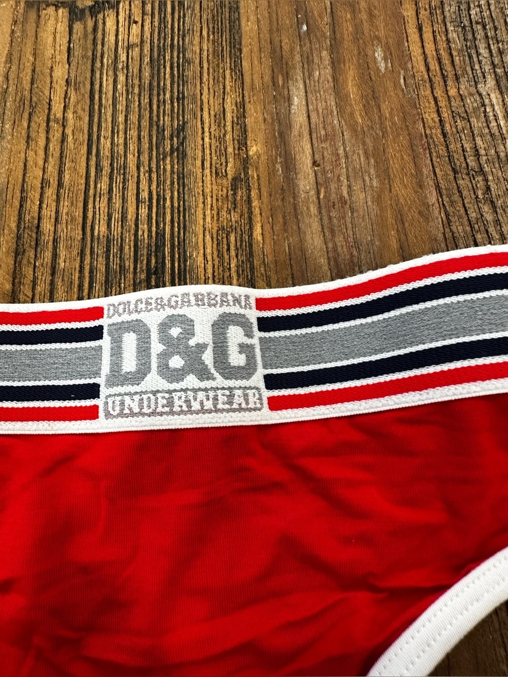 Dolce & Gabbana Red Thong with Striped Logo Waistband - Picture 2 of 6